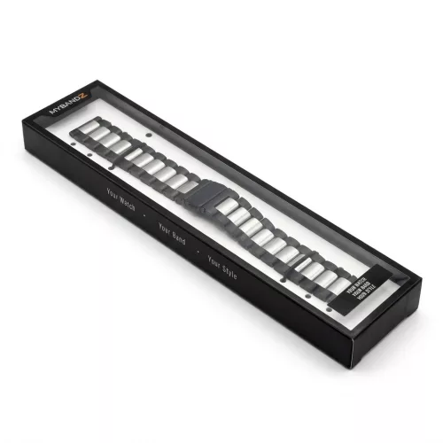 MYBANDZ Klasszikus fém óraszíj /fekete-ezüst/ 20mm