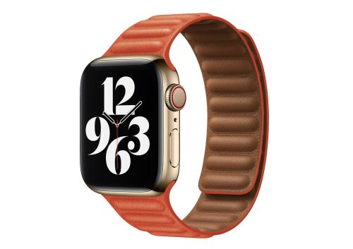 Apple Watch két részes mágneses bőróraszíj /narancs/ 40/41 és 42mm