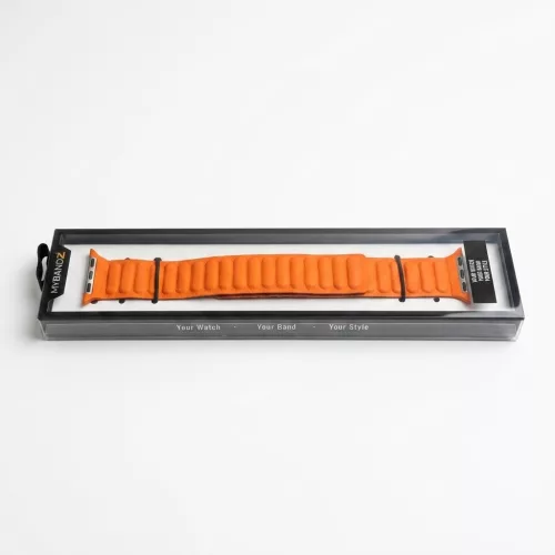 Apple Watch két részes mágneses bőróraszíj /narancs/ 40/41 és 42mm