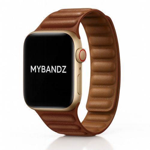 Apple Watch két részes mágneses bőróraszíj /barna/ 44/45/46/49 mm