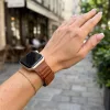 Apple Watch két részes mágneses bőróraszíj /barna/ 44/45/46/49 mm