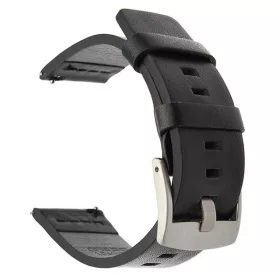   MYBANDZ Olasz prémium bőróraszíj / fekete-ezüst csattal / 20mm