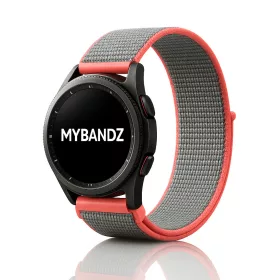  MYBANDZ Tépőzáras rugalmas szövet óraszíj / szürke-korallpiros / 22mm