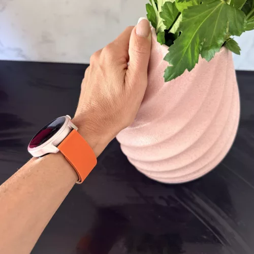 MYBANDZ Litchi mágneses szilikon óraszíj /narancs-fekete/ / 20mm