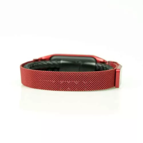 MYBANDZ Mi Band 5/6 - Milánói mágneses fém óraszíj - piros