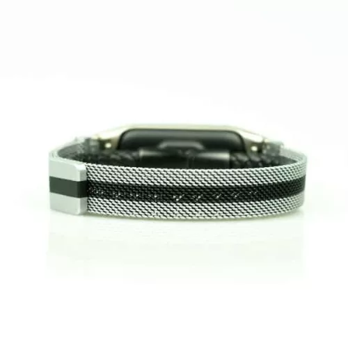 MYBANDZ Mi Band 5/6 - Milánói mágneses fém óraszíj - ezüst-fekete