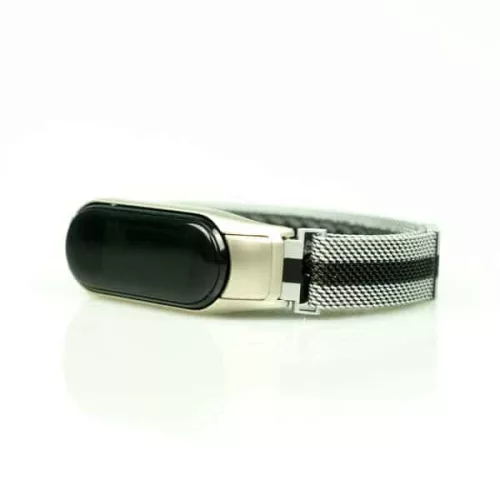 MYBANDZ Mi Band 5/6 - Milánói mágneses fém óraszíj - ezüst-fekete