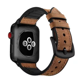   Apple Watch kívül bőr belül szilikon óraszíj /barna/ 44/45/46/49 mm