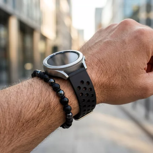 MYBANDZ Lélegző szilikon óraszíj- fekete/ 22mm