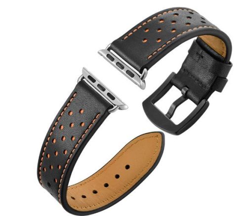 Apple Watch rally bőróraszíj /fekete/ 44/45/46/49 mm
