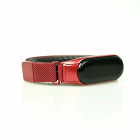   MYBANDZ Mi Band 3/4 - Milánói mágneses fém óraszíj - piros