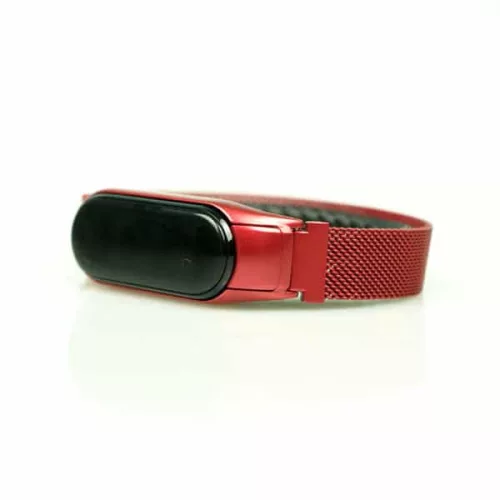 MYBANDZ Mi Band 3/4 - Milánói mágneses fém óraszíj - piros
