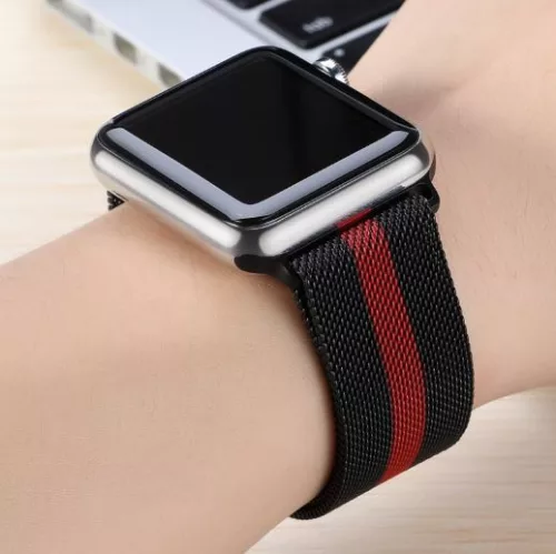 Apple Watch milánói fém óraszíj /fekete-piros/ 40/41 és 42mm