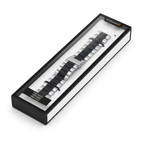 MYBANDZ Klasszikus fém óraszíj /ezüst-fekete/ 18mm