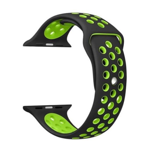 Apple Watch lélegző szilikon óraszíj /fekete-zöld/ 44/45/46/49 mm