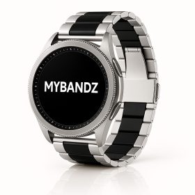 MYBANDZ Klasszikus fém óraszíj /ezüst-fekete/ 20mm