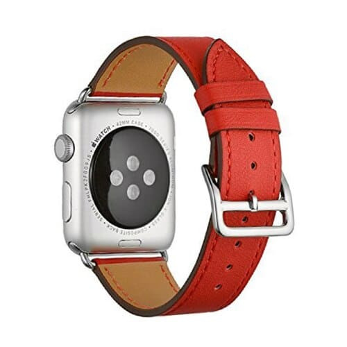 Apple Watch bőróraszíj /piros/ 44/45/46/49 mm