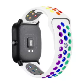   MYBANDZ Lélegző szilikon óraszíj- fehér-szivárvány/ 22mm