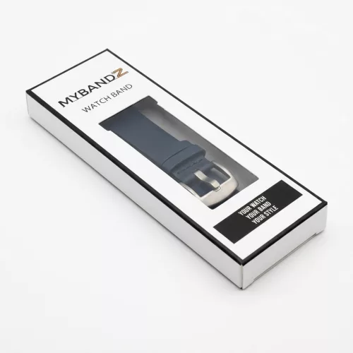 MYBANDZ Olasz prémium bőróraszíj - sötétkék ezüst csattal/ 22mm