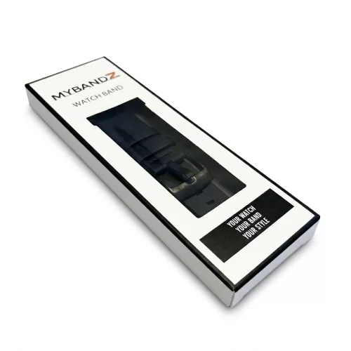 MYBANDZ Olasz prémium bőróraszíj / kék-fekete csattal / 22mm
