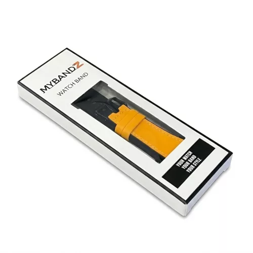 MYBANDZ Ívelt belül szilikon kívül bőr óraszíj - /narancs/ 20mm