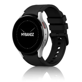   MYBANDZ Ívelt belül szilikon kívül bőr óraszíj - /fekete/ 20mm