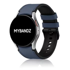   MYBANDZ Ívelt belül szilikon kívül bőr óraszíj - /kék/ 20mm