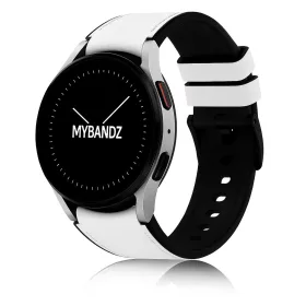   MYBANDZ Ívelt belül szilikon kívül bőr óraszíj- /fehér/ 20mm