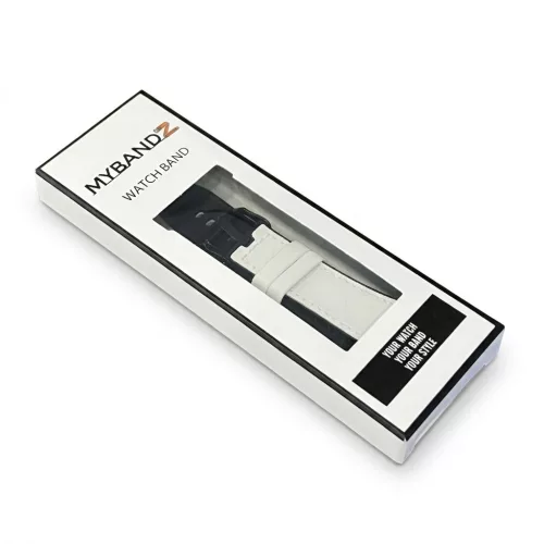MYBANDZ Ívelt belül szilikon kívül bőr óraszíj- /fehér/ 20mm