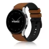 MYBANDZ Ívelt belül szilikon kívül bőr óraszíj - /barna/ 20mm