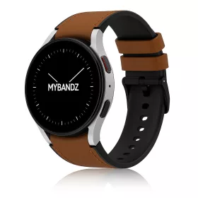   MYBANDZ Ívelt belül szilikon kívül bőr óraszíj - /barna/ 20mm