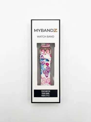 MYBANDZ Szilikon óraszíj rosegold csattal (pillangó mintás) / 20mm