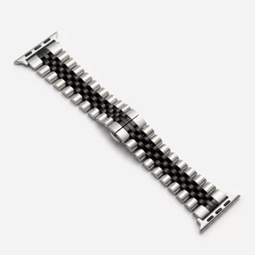 Apple Watch Jubilee láncszemes fém óraszíj /ezüst-fekete/ 44/45/46/49 mm