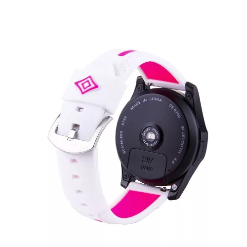 MYBANDZ Szilikon óraszíj fehér-pink csíkokkal/ 22mm