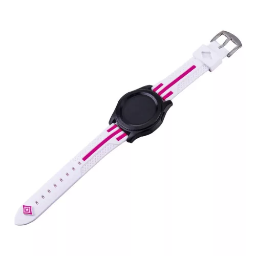 MYBANDZ Szilikon óraszíj fehér-pink csíkokkal/ 22mm