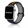 Apple Watch lélegző szilikon óraszíj /fekete-szivárvány/ 44/45/46/49 mm