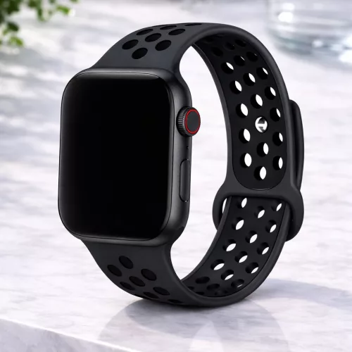Apple Watch lélegző szilikon óraszíj /fekete/ 44/45/46/49 mm