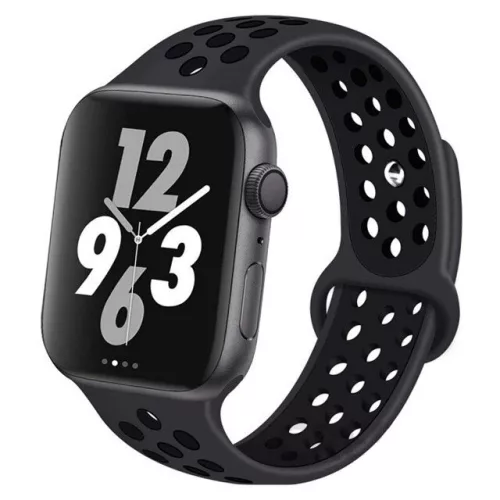 Apple Watch lélegző szilikon óraszíj /fekete/ 44/45/46/49 mm