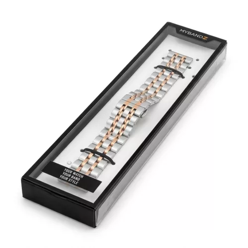 MYBANDZ Jubilee láncszemes fém óraszíj - ezüst-rosegold/ 20mm