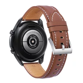   MYBANDZ Elegáns bőróraszíj - barna - ezüst csattal/ 22mm
