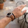 MYBANDZ Elegáns bőróraszíj - barna - ezüst csattal/ 22mm
