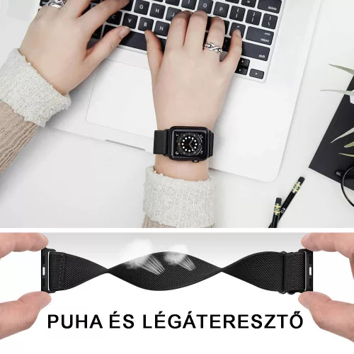 Apple Watch állítható rugalmas szövet óraszíj /halványrózsaszín/ 44/45/46/49 mm