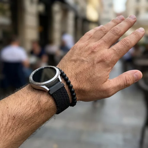 MYBANDZ Állítható elasztikus szövet óraszíj / fekete / 22mm