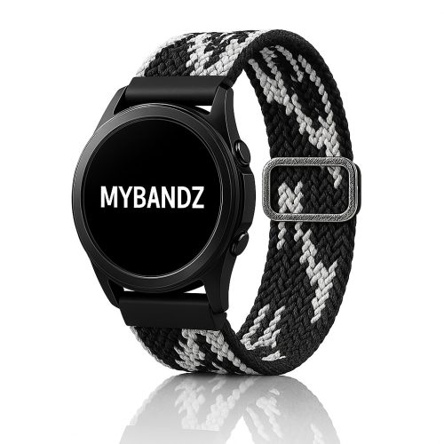 MYBANDZ Állítható elasztikus szövet óraszíj /fekete-fehér/ 20mm