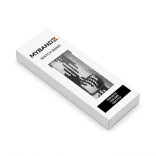 MYBANDZ Állítható elasztikus szövet óraszíj /fekete-fehér/ 20mm