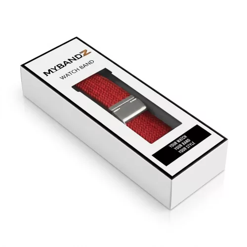 MYBANDZ Állítható fonott szövet óraszíj /piros/ 22mm