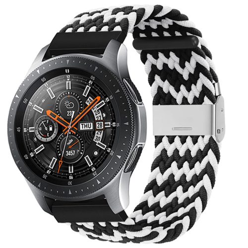 MYBANDZ Állítható fonott szövet óraszíj /fekete-fehér/ 20mm