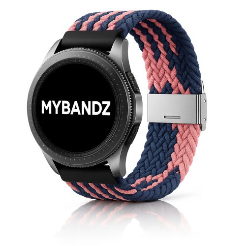 MYBANDZ Állítható fonott szövet óraszíj /kék-pink/ 20mm
