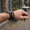 MYBANDZ Elegáns fekete bőróraszíj ezüst csattal / 20mm
