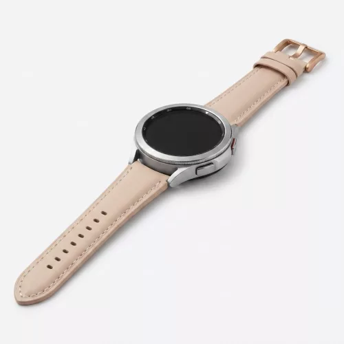 MYBANDZ Elegáns púder bőróraszíj rosegold csattal / 22mm